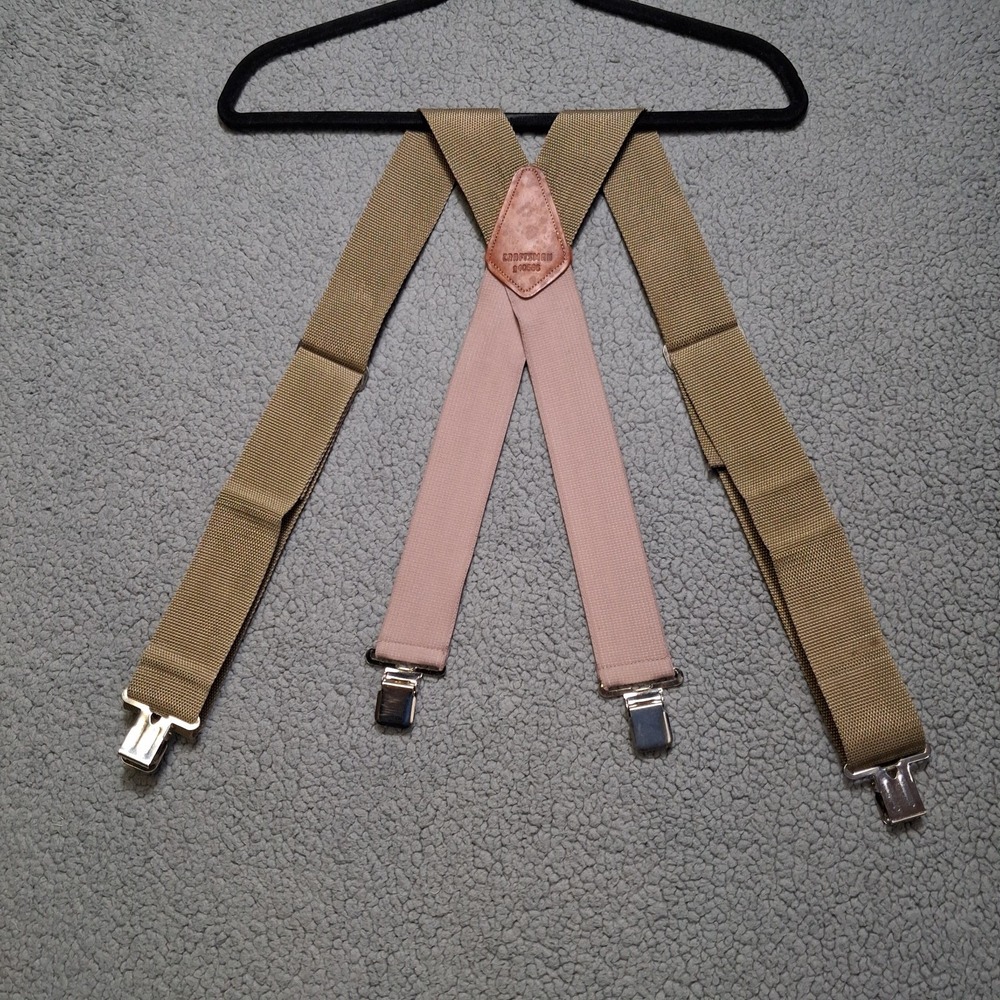 Vintage Craftsman Suspenders 940586 Tan Elastic Straps Workwear Grandpa